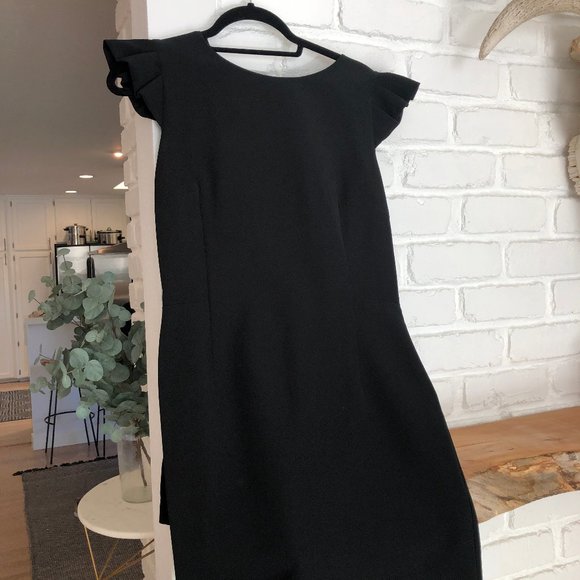 Zara Ruffle Cap Sleeve Open Back with Bow Dress - Sz L - Picture 3 of 6